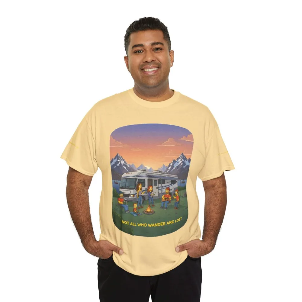 Unisex Heavy Cotton Tee — "Not All Who Wander Are Lost" Design Sitcom-Line