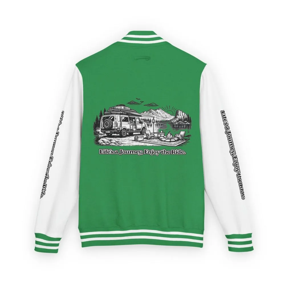 Unisex Heavyweight Letterman Jacket — "Lifes A Journey,Enjoy The Ride" Travel Varsity Coat