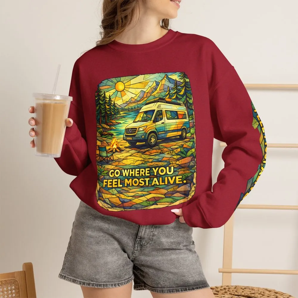 18278631752776754025_2048.jpeg Unisex Heavy Blend™ Crewneck Sweatshirt — "Go Where You Feel Most Alive" Design Cubic-Line