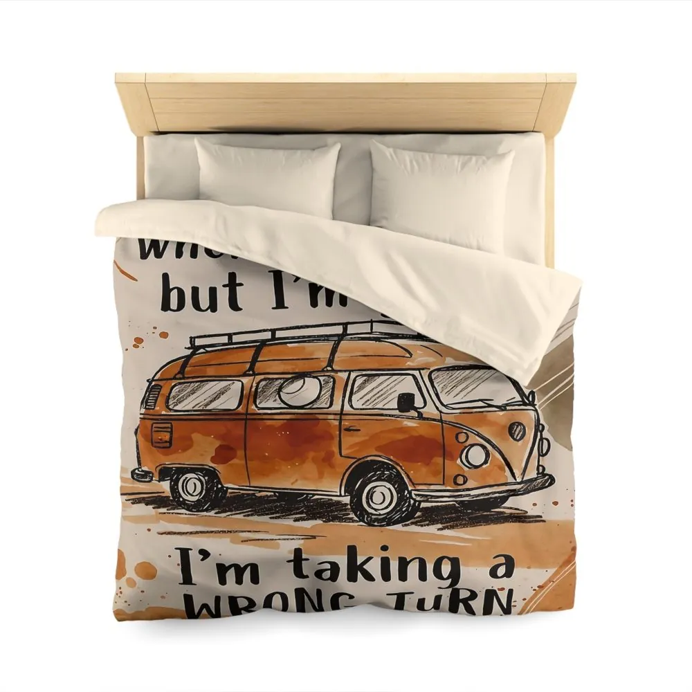 Duvet Cover - 'I Don't Know Where I'm Going' Vintage Camper Quote Microfiber Duvet