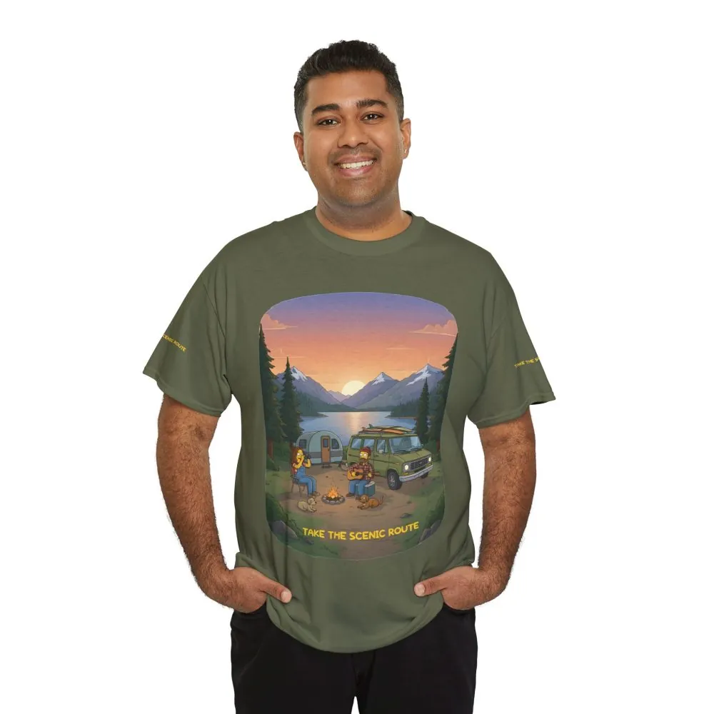 Unisex Heavy Cotton Tee — "Take The Scenic Route" Design Sitcom-Line