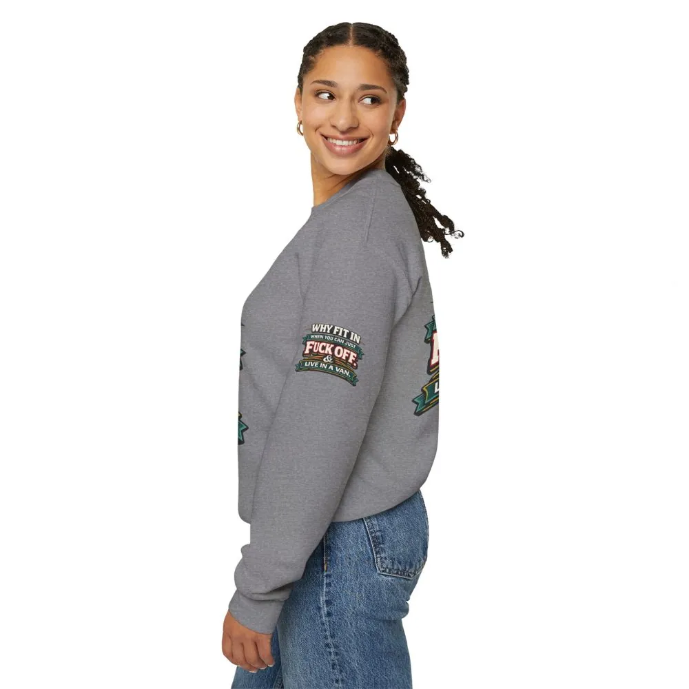 Unisex Heavy Blend™ Crewneck Sweatshirt — "Why Fit In" Design F**K-Line