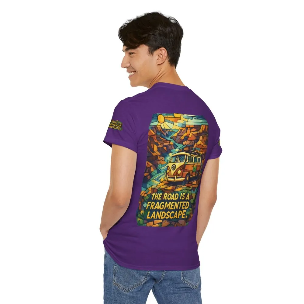 Unisex Heavy Cotton Tee — "The Road Is A Fragmented Landscape" Design Cubic-Line
