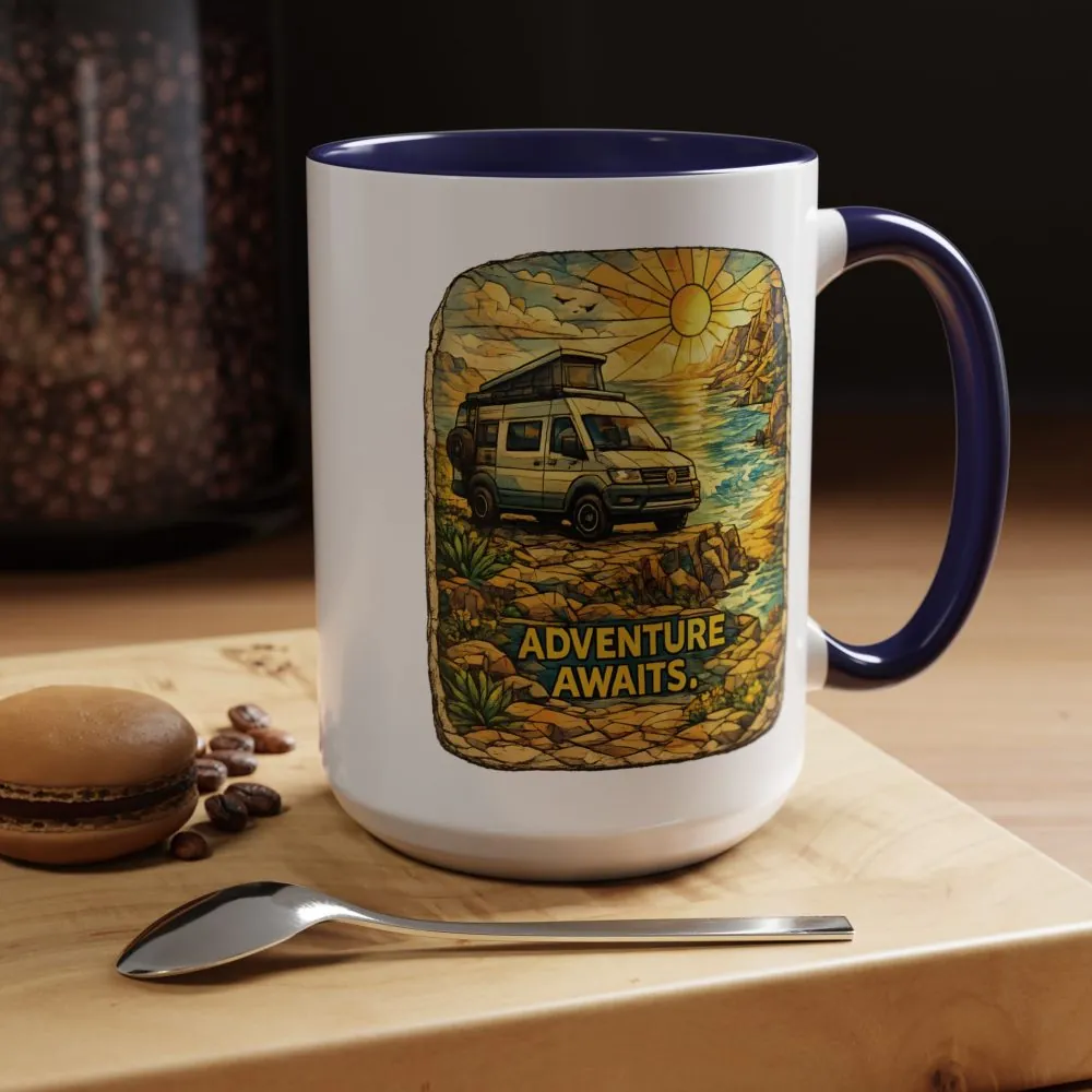 18318935381023900358_2048.jpeg Accent Coffee Mug (11, 15oz) — "Adventure Awaits" Design Cubic-Line