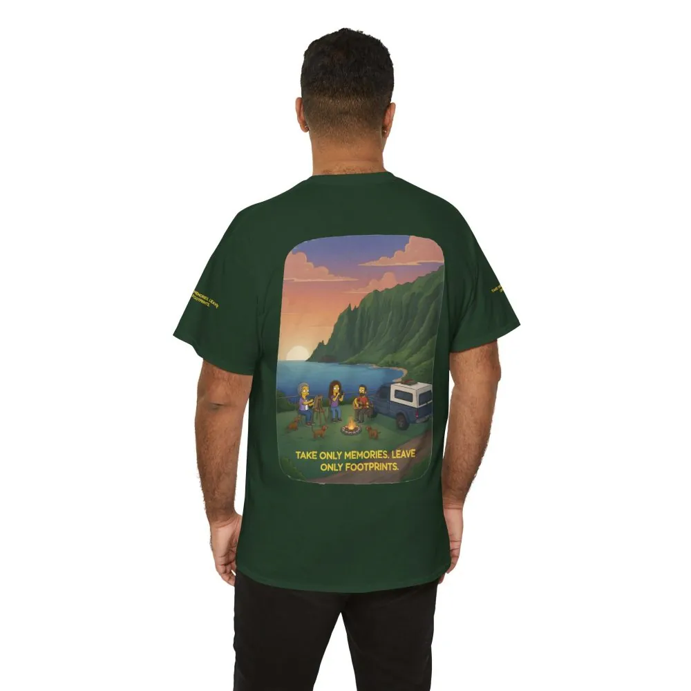 Unisex Heavy Cotton Tee — "Take Only Memories-Leave Only Footprints" Design Sitcom-Line