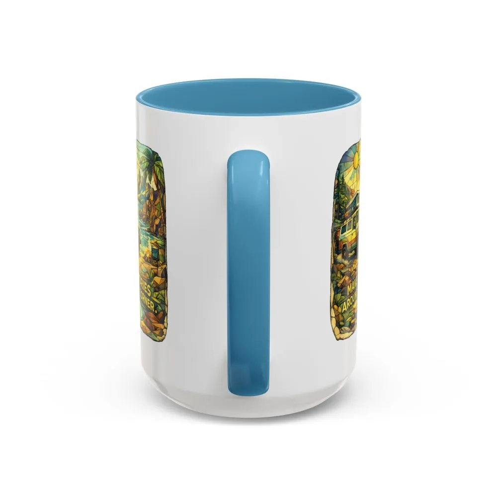 Accent Coffee Mug (11, 15oz) — "Make Memories Around Every Corner" Design Cubic-Line