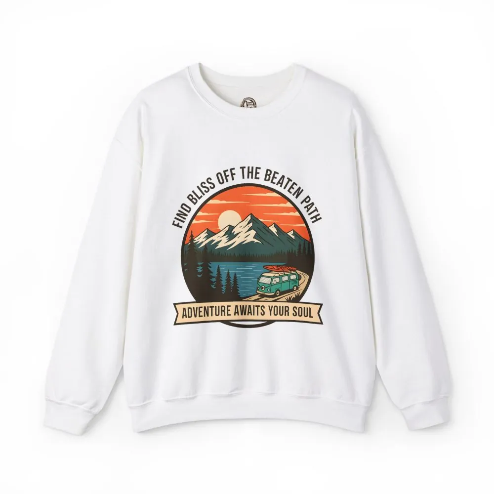 Crewneck Sweatshirt — "Adventure Awaits Your Soul" Mountain Van Design