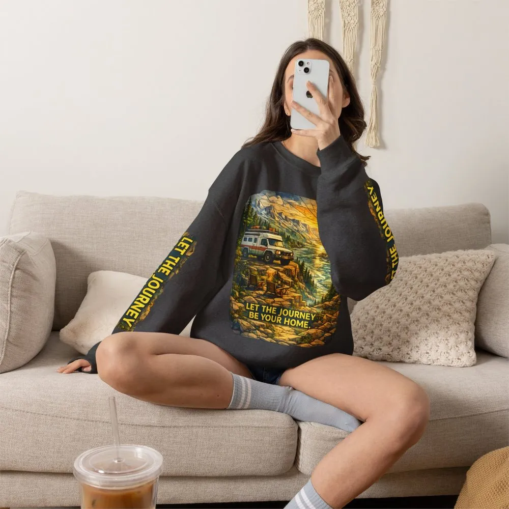 Unisex Heavy Blend™ Crewneck Sweatshirt — "Let The Journey Be Your Home" Design Cubic-Line