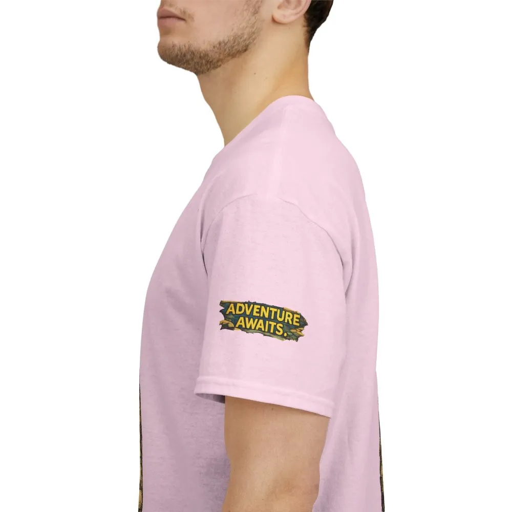 Unisex Heavy Cotton Tee — "Adventure Awaits" Design Cubic-Line