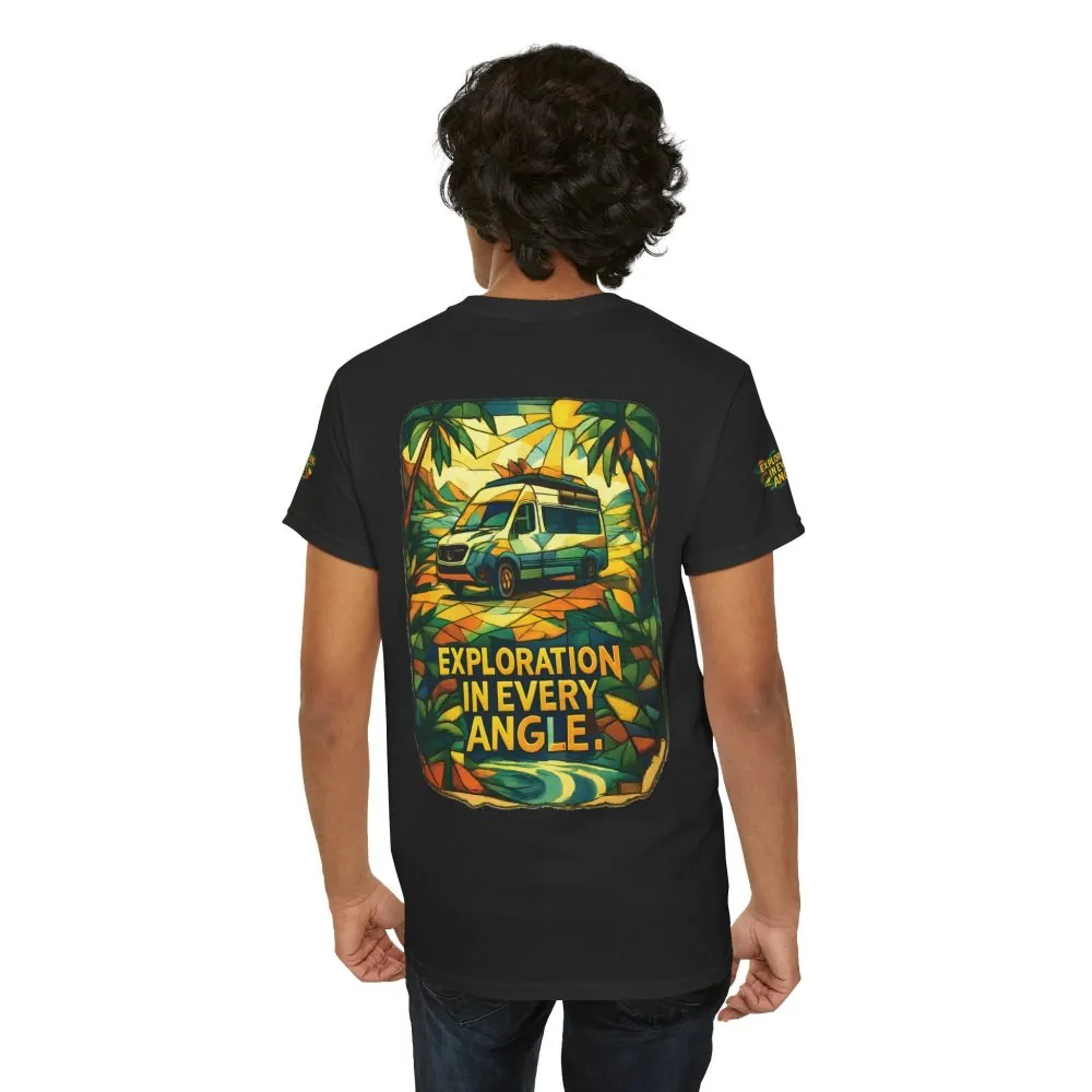 Unisex Heavy Cotton Tee — "Exploration In Every Angle" Design Cubic-Line