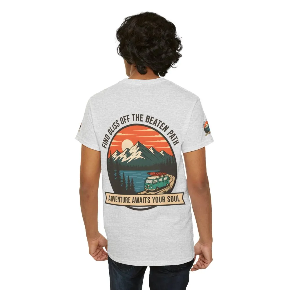 18377615056226170411_2048.jpeg Unisex Heavy Cotton Tee — "Find Bliss Off the Beaten Path" Mountain & Camper T‑Shirt