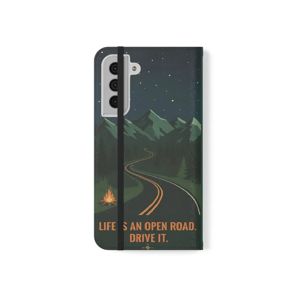 18378658892300147574_2048.jpeg Flip Phone Case — "Roam More Worry Less - Life Is An Open Road" Phone Wallet