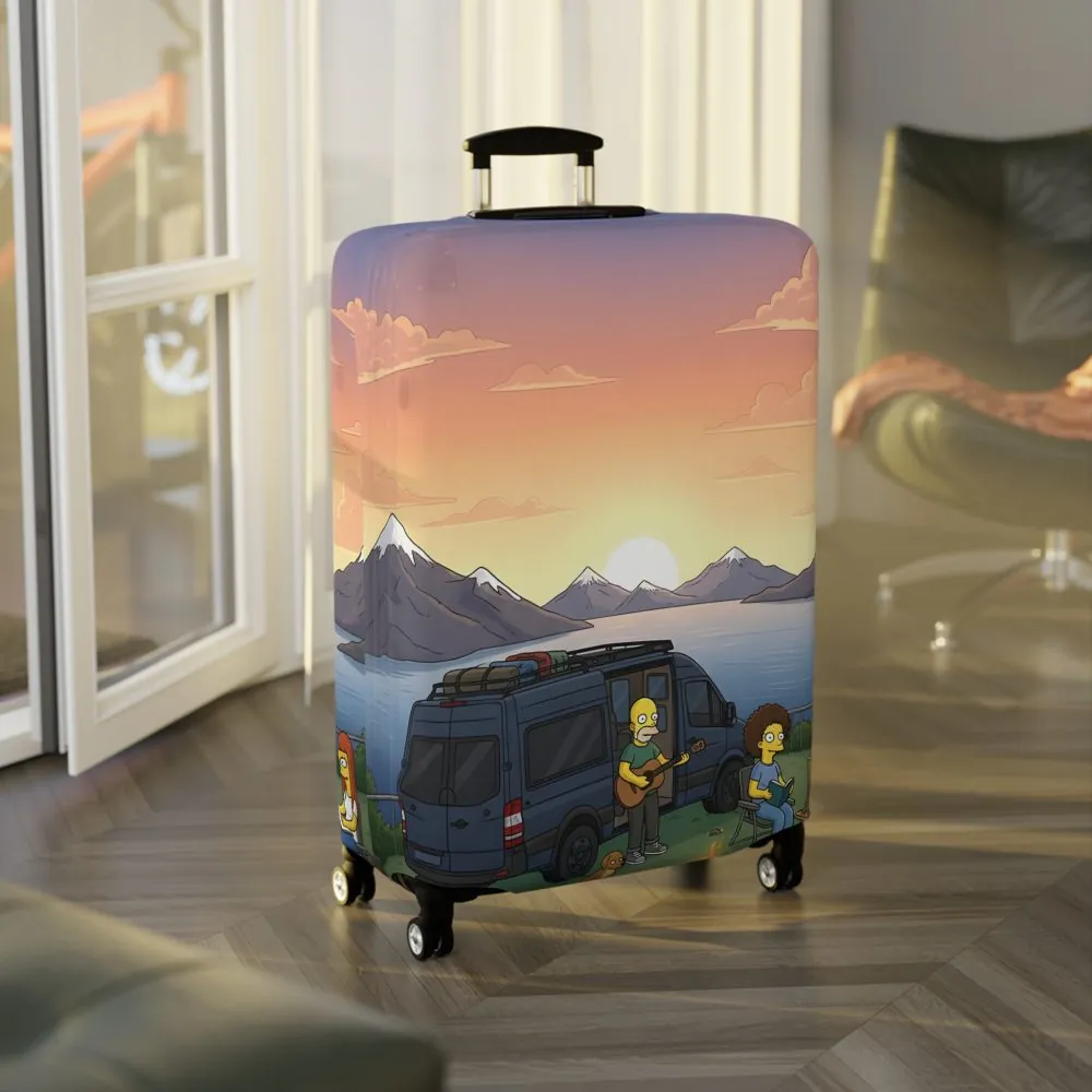 Luggage Cover — Adventure Camper Sketch Travel Suitcase(Design Sitcom-Line)