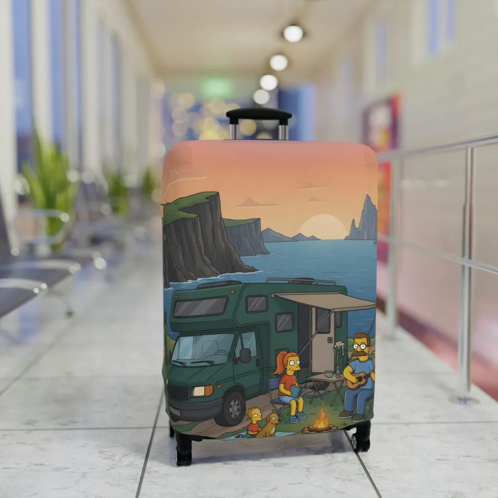 Luggage Cover — Adventure Camper Sketch Travel Suitcase(Design Sitcom-Line)