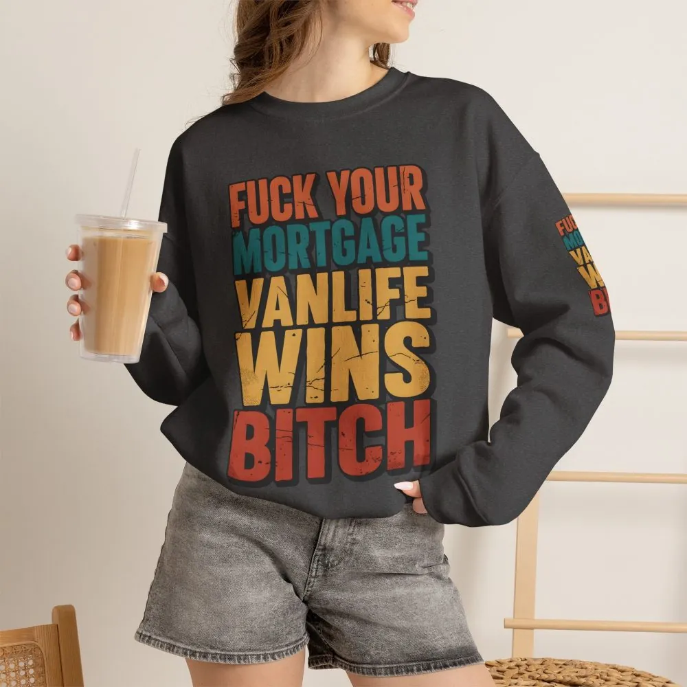 Unisex Heavy Blend™ Crewneck Sweatshirt — "Fuck Your Mortgage" Design F**K-Line