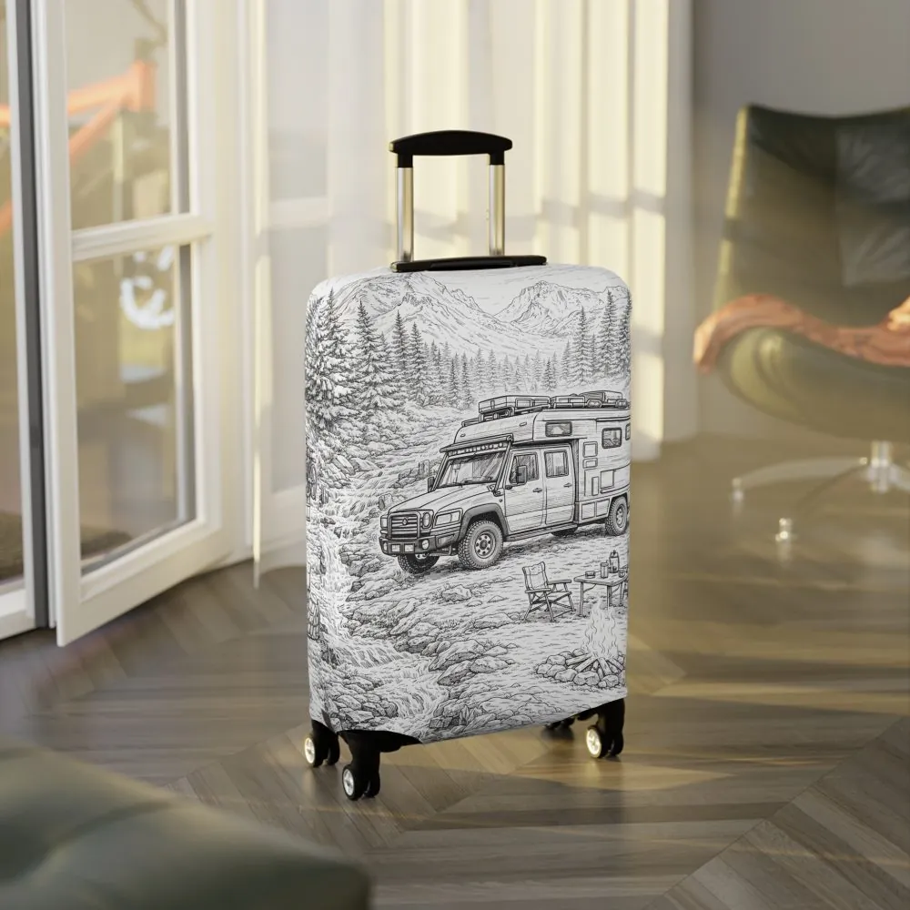 18385015355987542082_2048.jpeg Luggage Cover — Adventure Camper Sketch Travel Suitcase