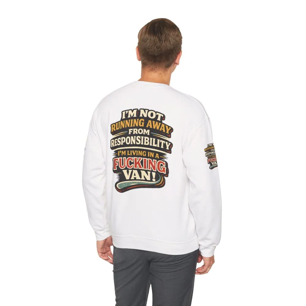 Unisex Heavy Blend™ Crewneck Sweatshirt — "I`m Not running Away" Design F**K-Line