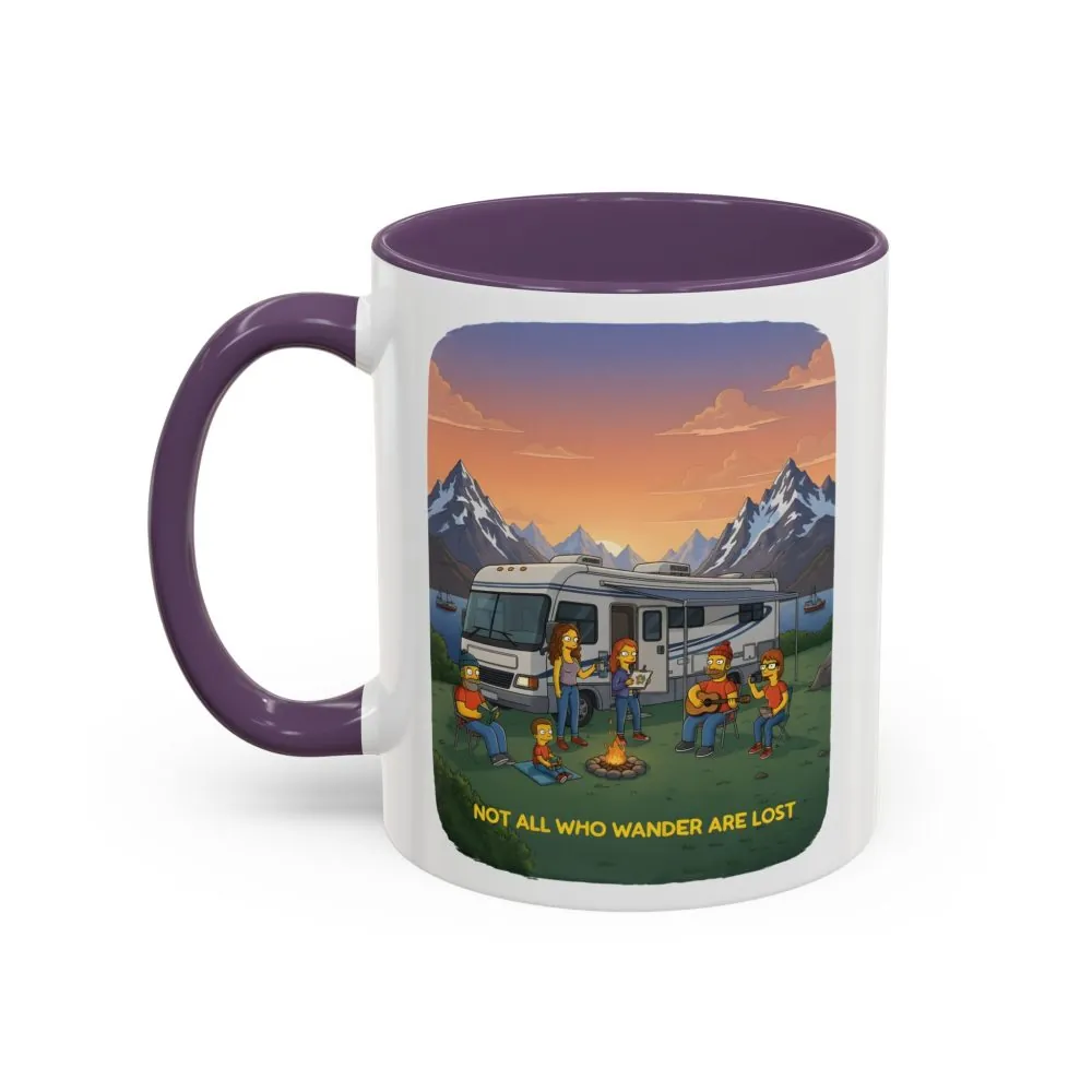 Accent Coffee Mug (11, 15oz) — "Not All Who Wander Are Lost" Design Sitcom-Line