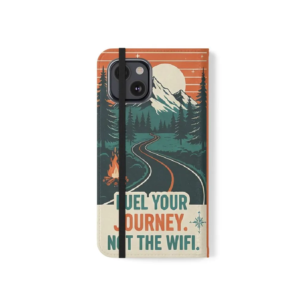 Flip Phone Case — "Adventure Awaits, Fuel Your Journey, Not the WiFi" Wallet Cover