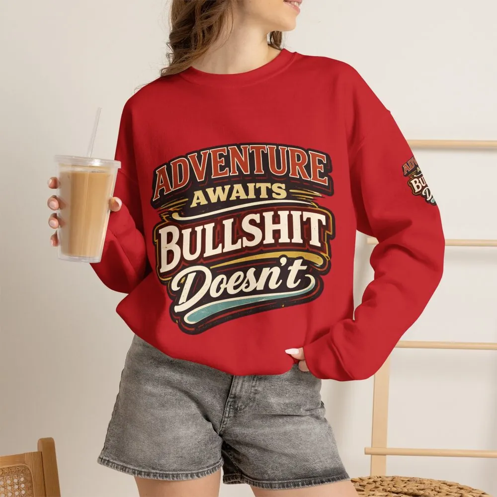 Unisex Heavy Blend™ Crewneck Sweatshirt — "Adventure Awaits" Design F**K-Line