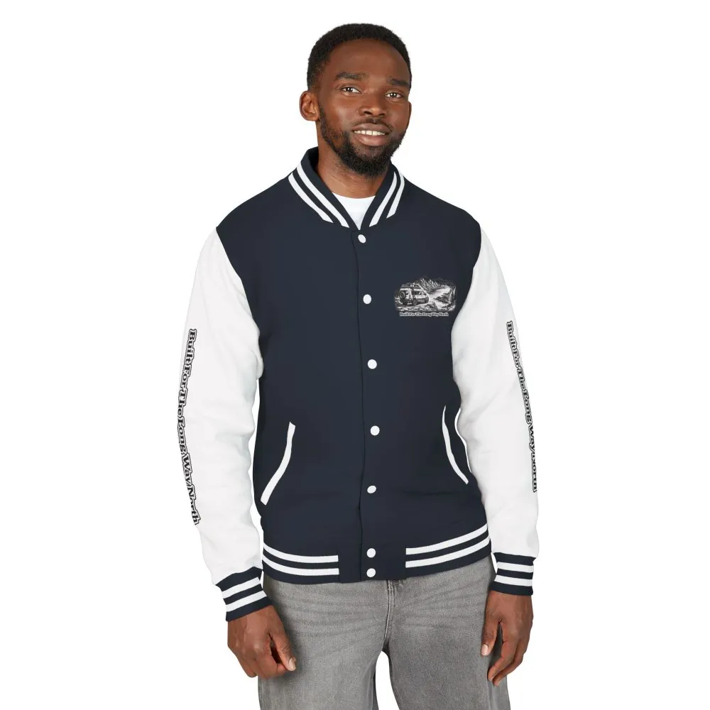 Unisex Heavyweight Letterman Jacket — "Built For The Long Way North" Travel Varsity Coat
