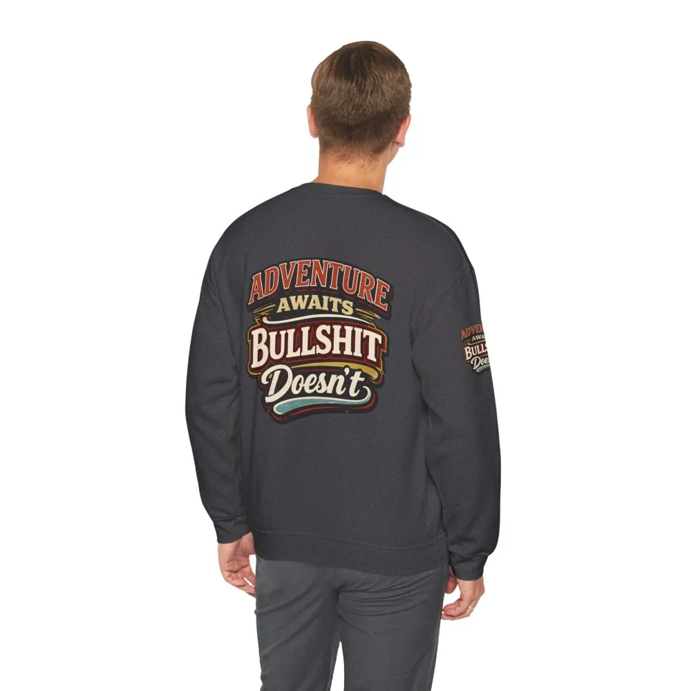 Unisex Heavy Blend™ Crewneck Sweatshirt — "Adventure Awaits" Design F**K-Line