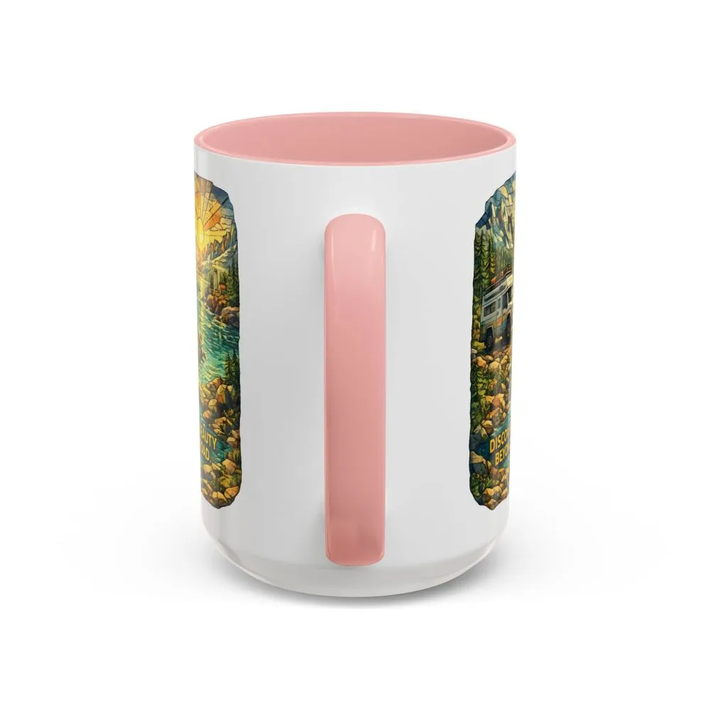 18413544163054234312_2048.jpeg Accent Coffee Mug (11, 15oz) — "Discover The Bieuty Beyond The Road" Design Cubic-Line