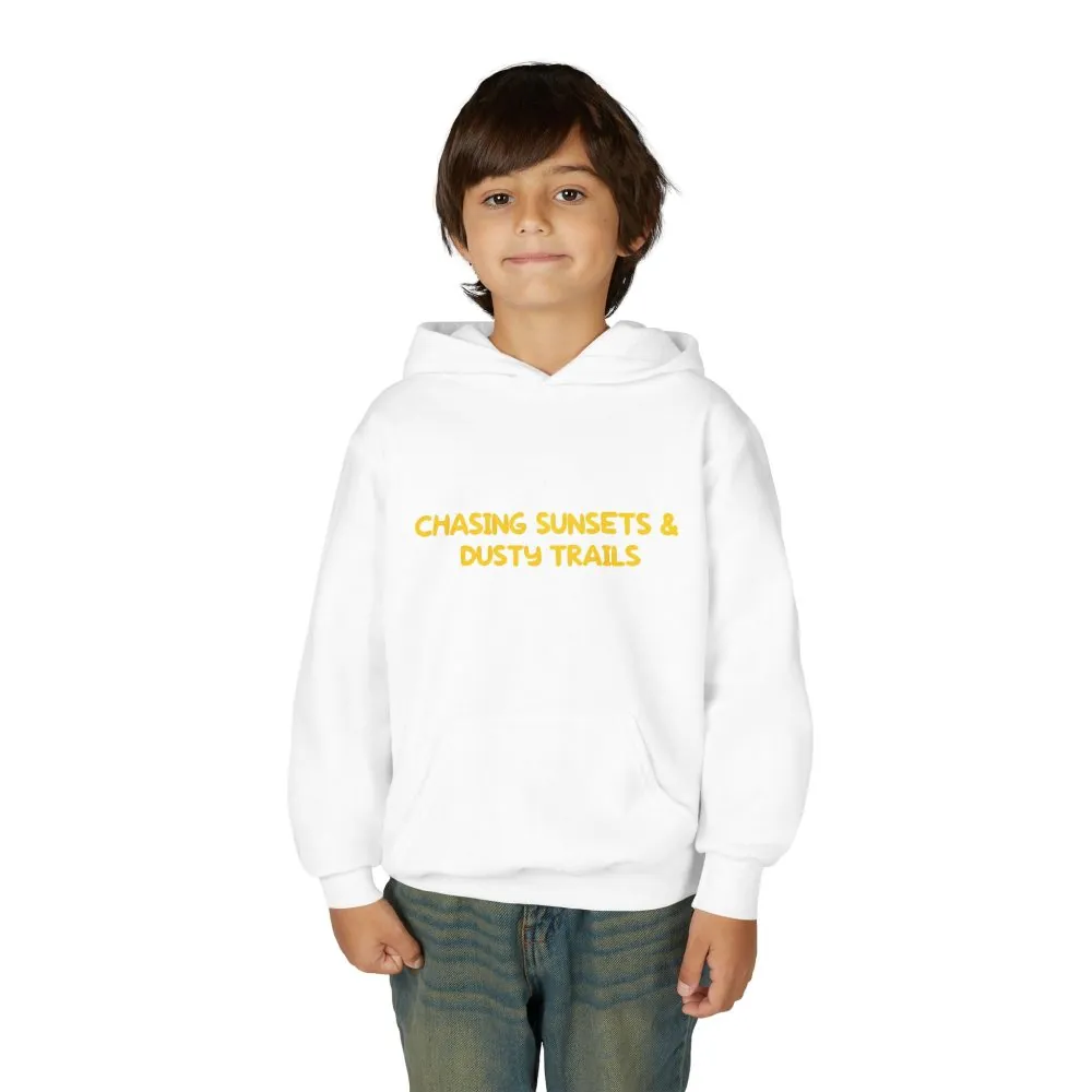 Youth Hoodie(Gildan) – "Chasing Sunsets And Dusty Trails" (Design Sitcom-Line)