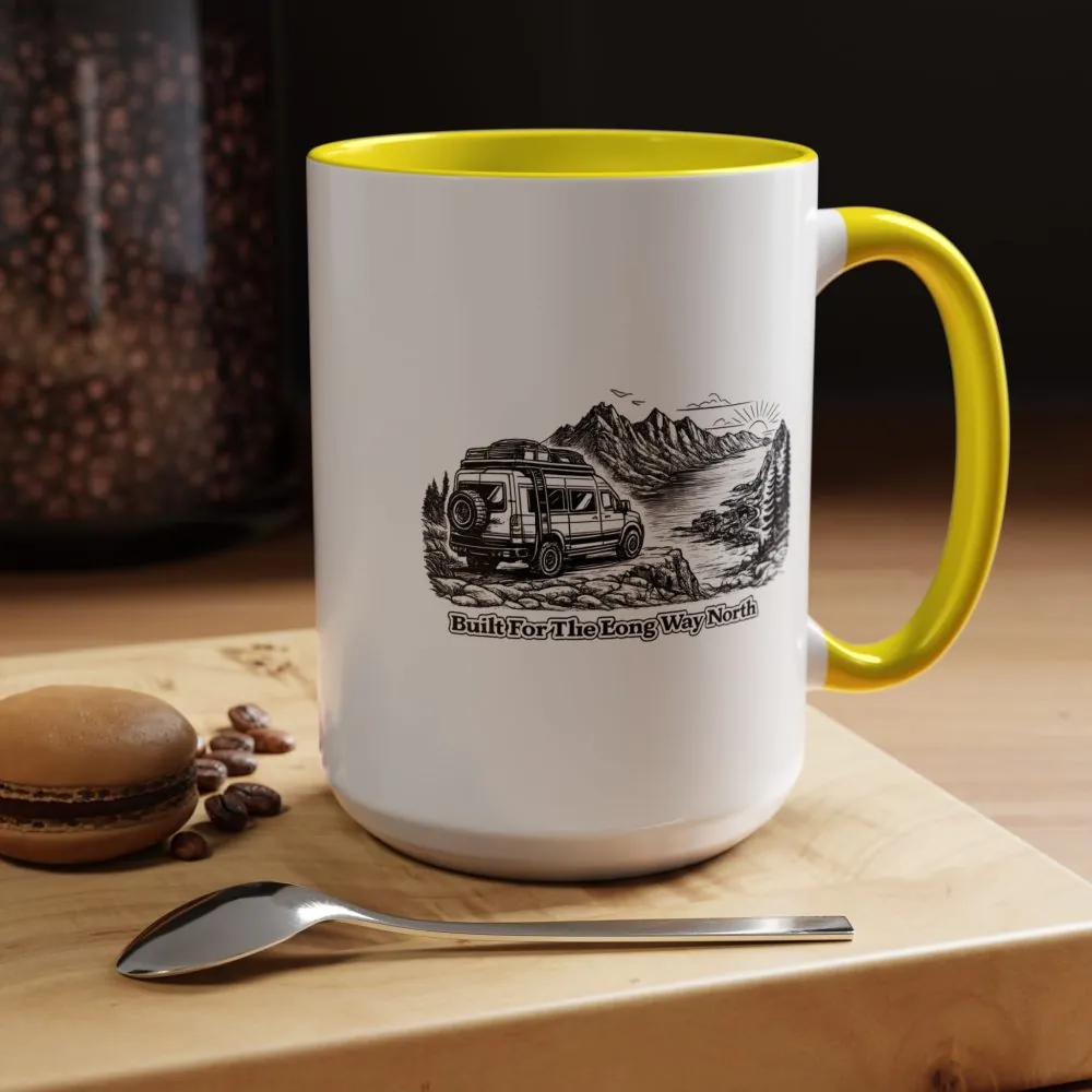 Accent Coffee Mug (11, 15oz) — "Built For The Long Way North" Design Minimal-Line