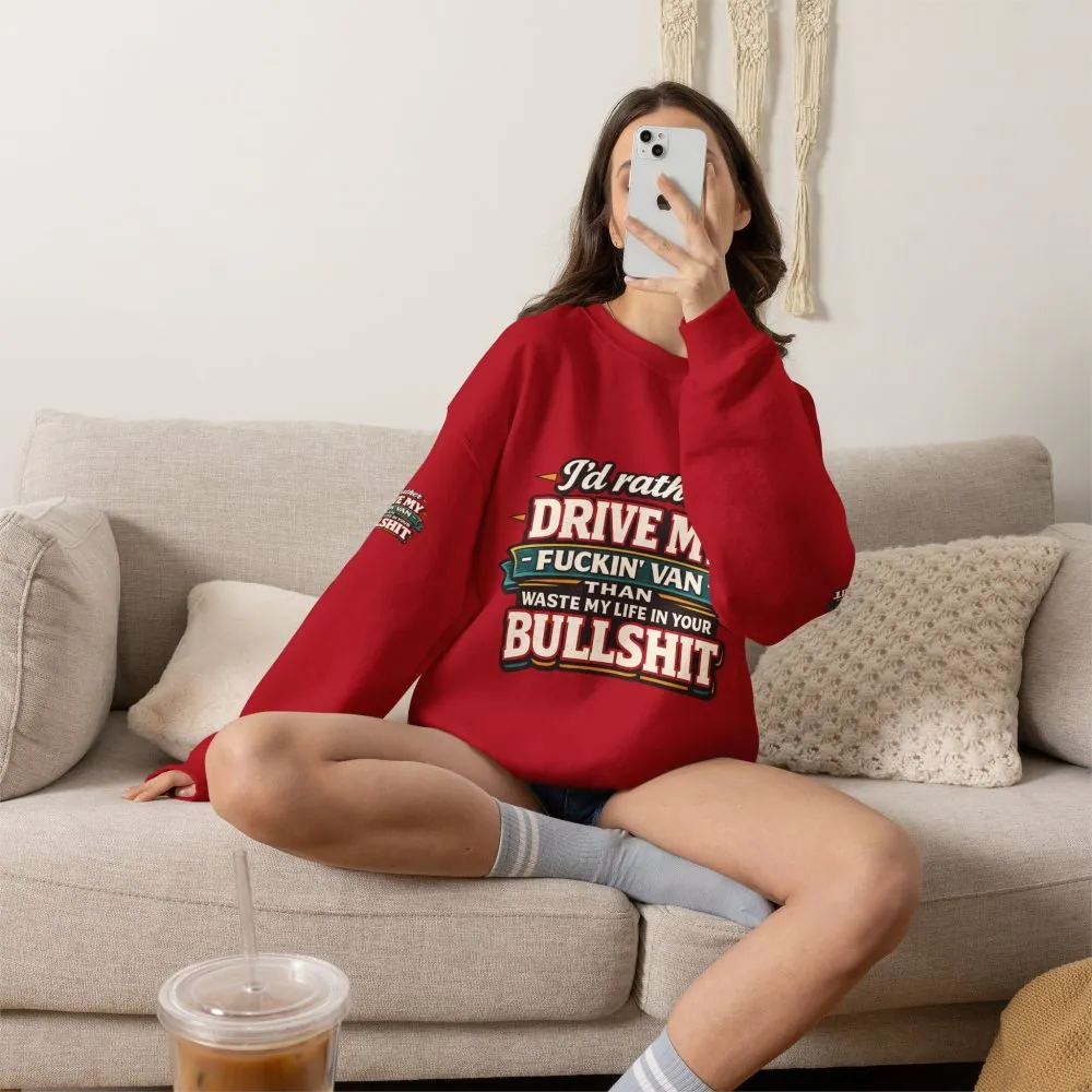 Unisex Heavy Blend™ Crewneck Sweatshirt — "I´d Rather Drive My Fucking Van" Design F**K-Line