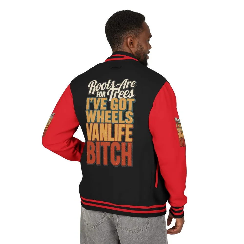 Unisex Heavyweight Letterman Jacket — "Roots Are For Trees" Design F**K-Line