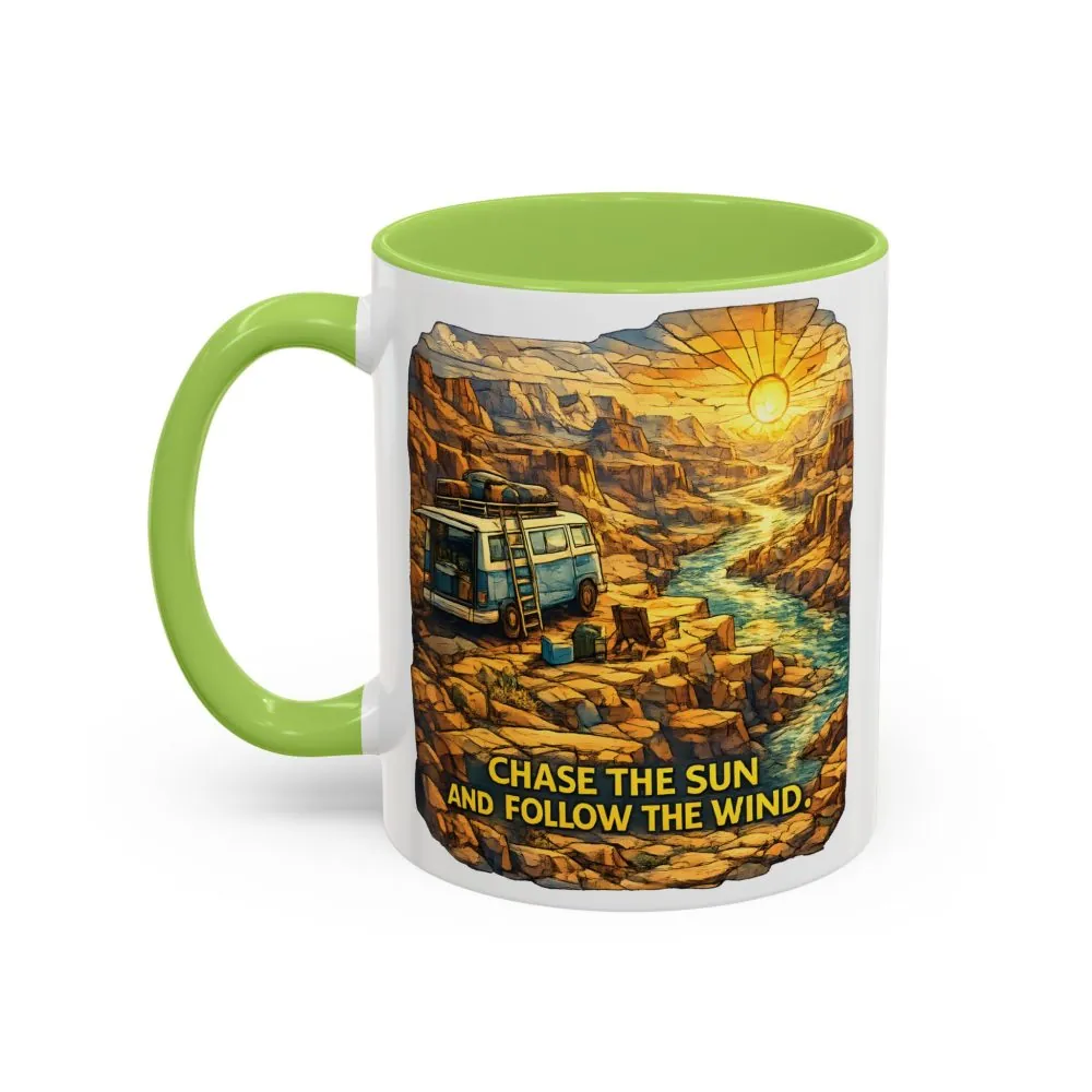 18434647607194281026_2048.jpeg Accent Coffee Mug (11, 15oz) — "Chase The Sun And Follow The Wind" Design Cubic-Line