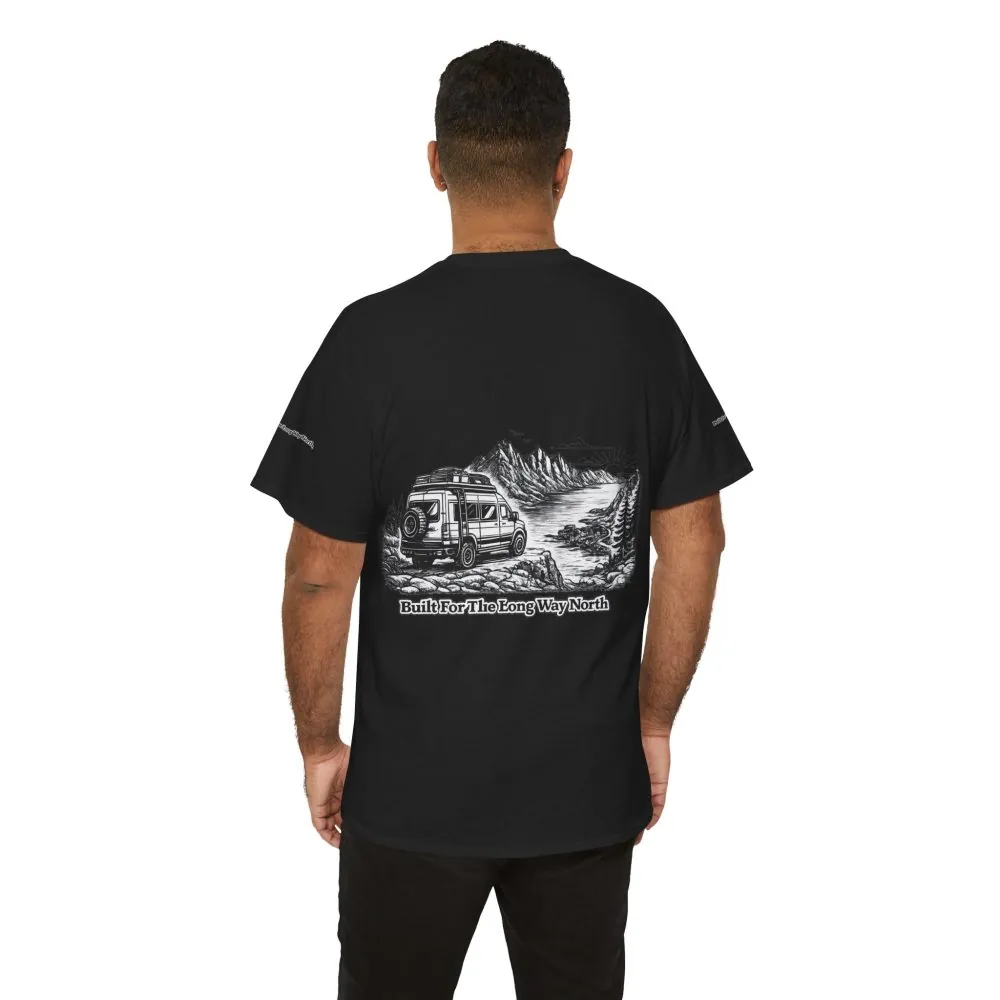 Unisex Heavy Cotton Tee — "Built For The Long Way North" Design Minimal-Line