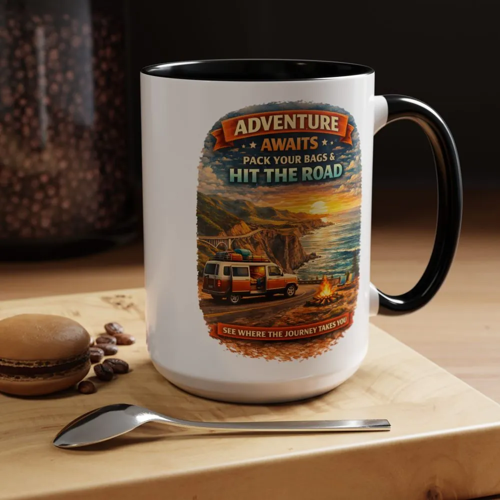1844264654276677030_2048.jpeg Accent Coffee Mug (11, 15oz) — "Adventure Awaits-Pack Your Bags" Design Scenic-Line