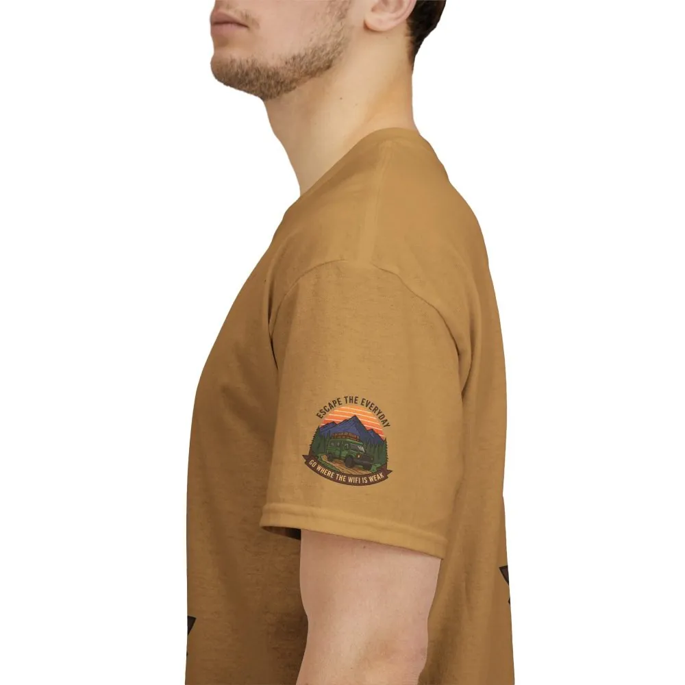 Unisex Heavy Cotton Tee — "Go Where the WiFi Is Weak" Adventure Shirt