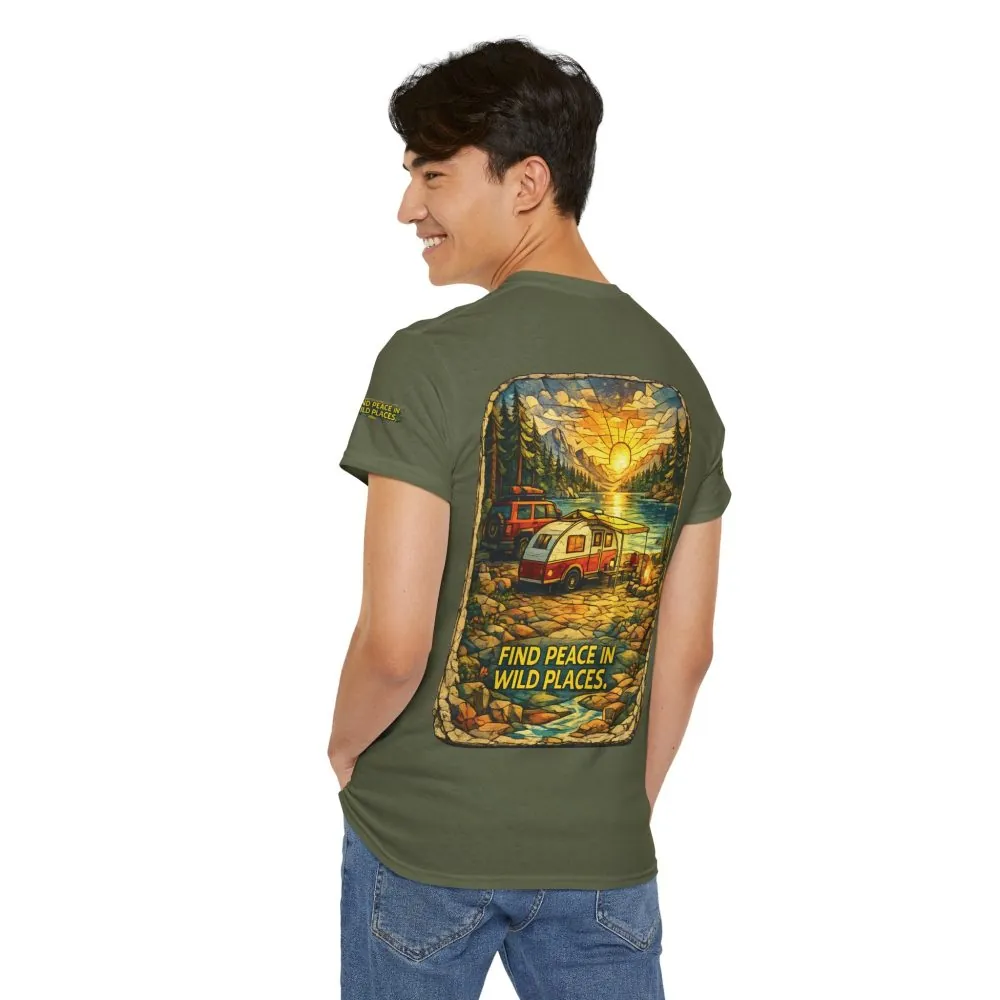 1850859325624684482_2048.jpeg Unisex Heavy Cotton Tee — "Find Peace In Wild Places" Design Cubic-Line