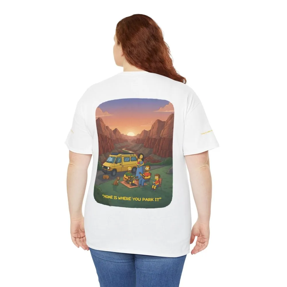 Unisex Heavy Cotton Tee — "Home Is Where You Park It" Design Sitcom-Line
