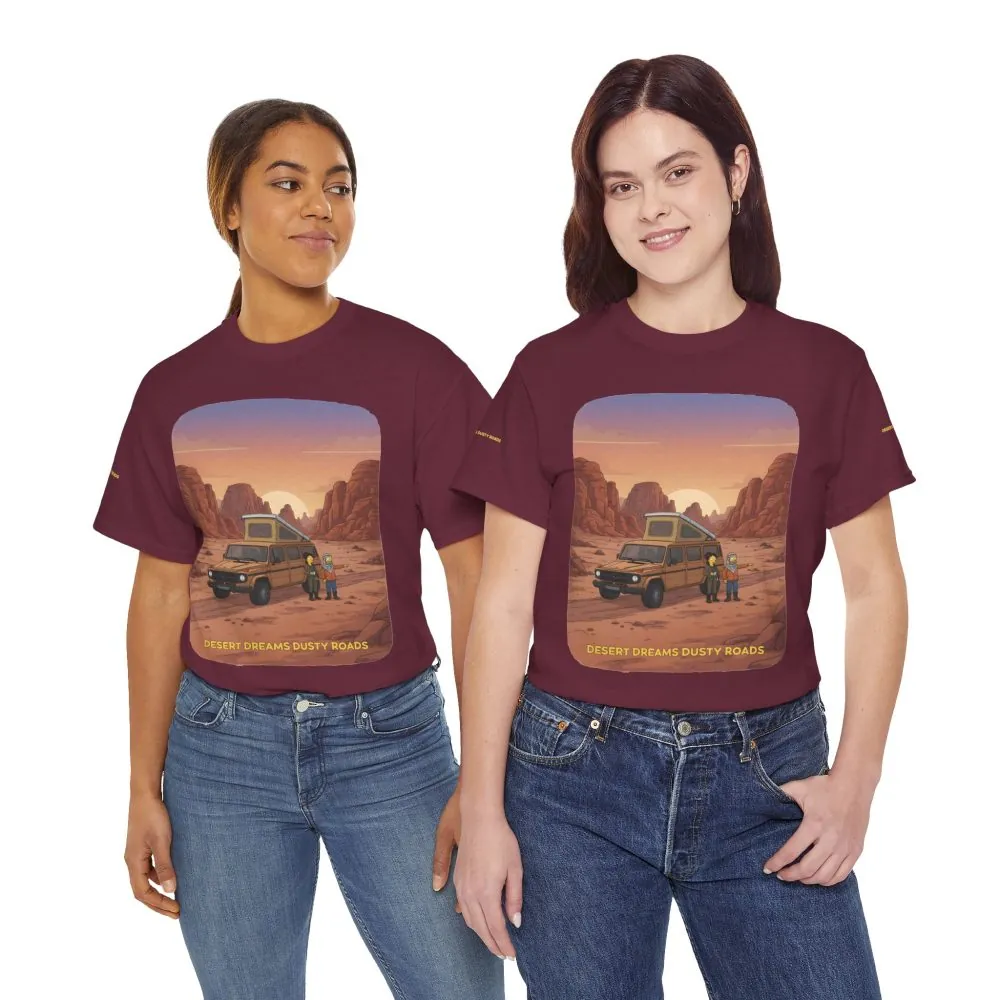 Unisex Heavy Cotton Tee — "Desert Dreams Dusty Roads" Design Sitcom-Line