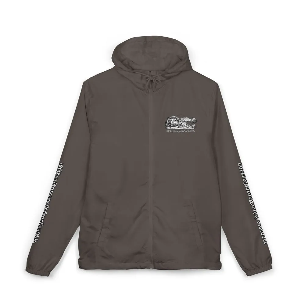 Unisex Full-Zip Windbreaker Jacket — "Lifes A Journey" (Design "Minimal-Line")