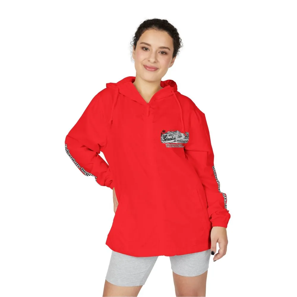Unisex Full-Zip Windbreaker Jacket — "Adventure Begins Where Roads End" (Design "Minimal-Line")