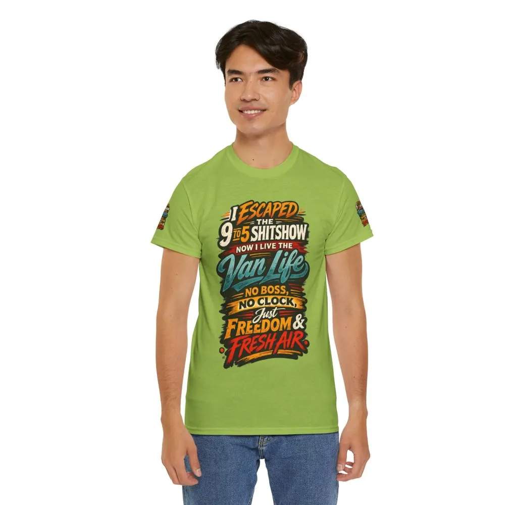 1878568335201583542_2048.jpeg Unisex Heavy Cotton Tee — "I Escaped The 9 To 5" Design F**K-Line