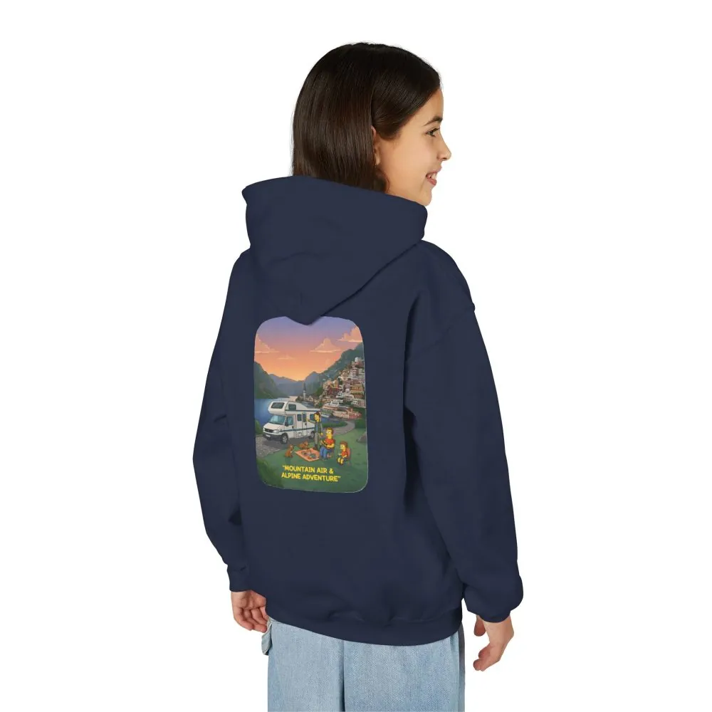Youth Hoodie(Gildan) – "Mountain Air-Alpine Adventure" (Design Sitcom-Line)