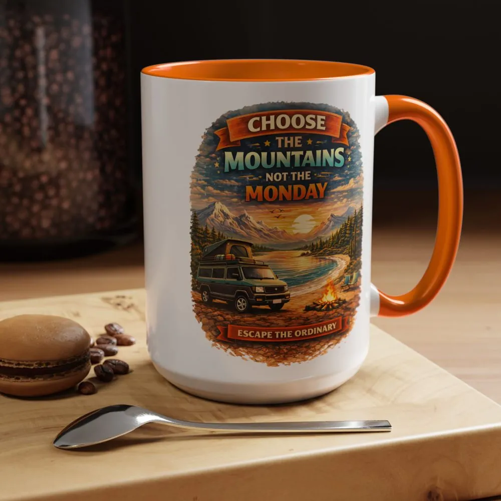 Accent Coffee Mug (11, 15oz) — "Choose The Mountens" Design Scenic-Line