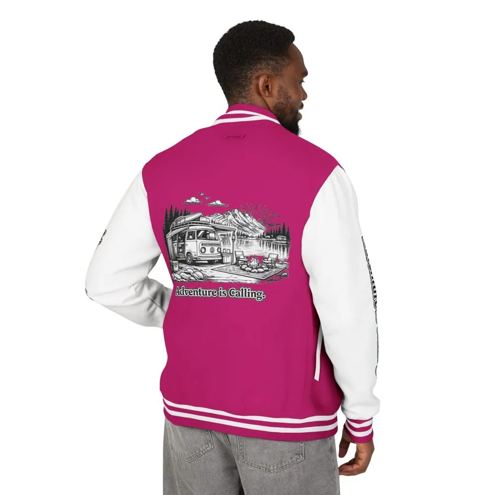 Unisex Heavyweight Letterman Jacket — "Adventure Is Calling" Travel Varsity Coat