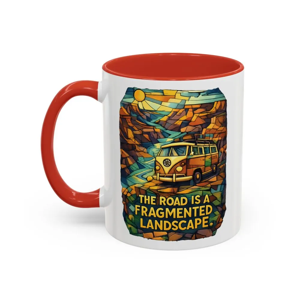 1892763506081759016_2048.jpeg Accent Coffee Mug (11, 15oz) — "The Road Is A Fragmented Landscape" Design Cubic-Line