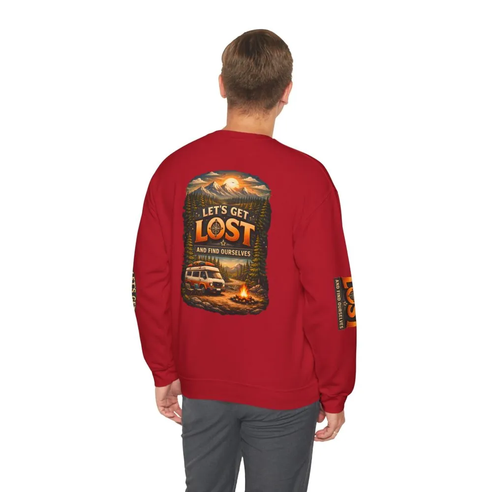 Unisex Heavy Blend™ Crewneck Sweatshirt — "Let´s Get Lost And Found Ourselfs" Design Scenic-Line