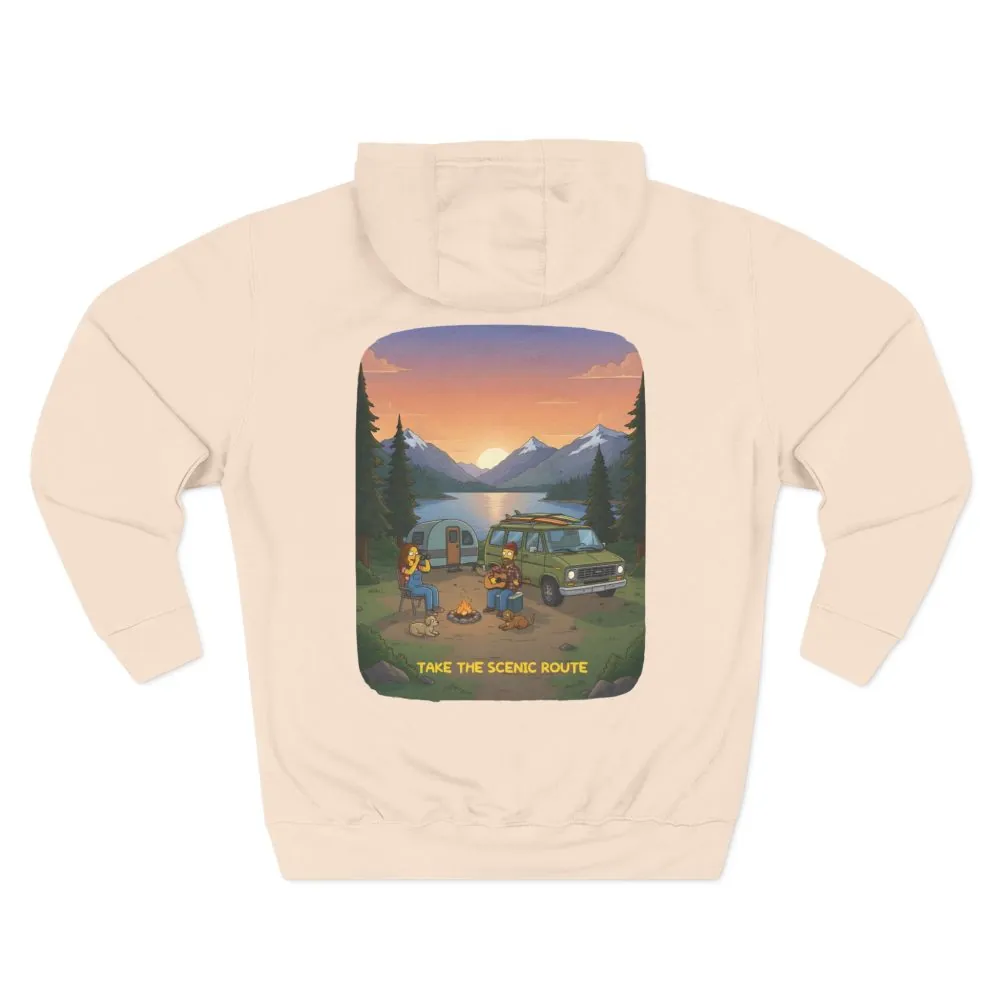 Three-Panel Fleece Hoodie - "Take The Scenic Route" Design Sitcom-Line