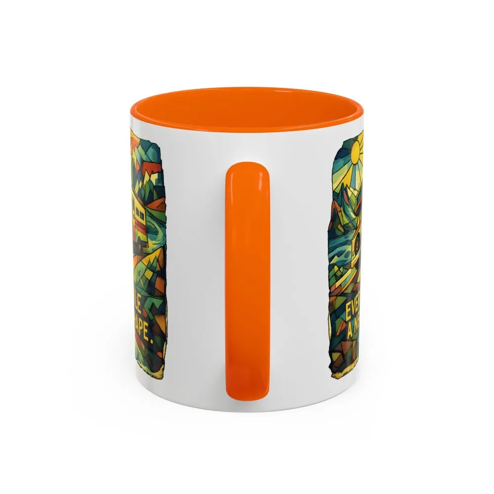 Accent Coffee Mug (11, 15oz) — "Every Mile A New Shape" Design Cubic-Line