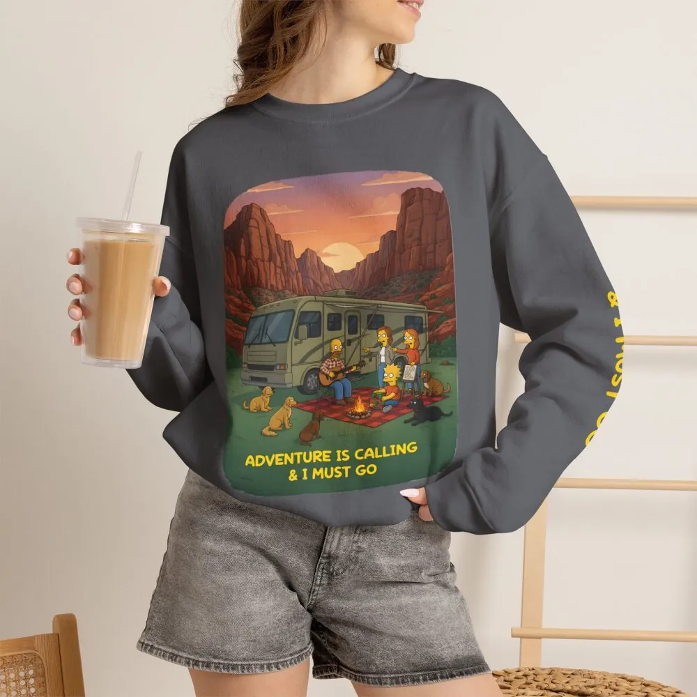1909334488232719520_2048.jpeg Unisex Heavy Blend™ Crewneck Sweatshirt — "Adventure Is Calling-I Must Go" Design Sitcom-Line