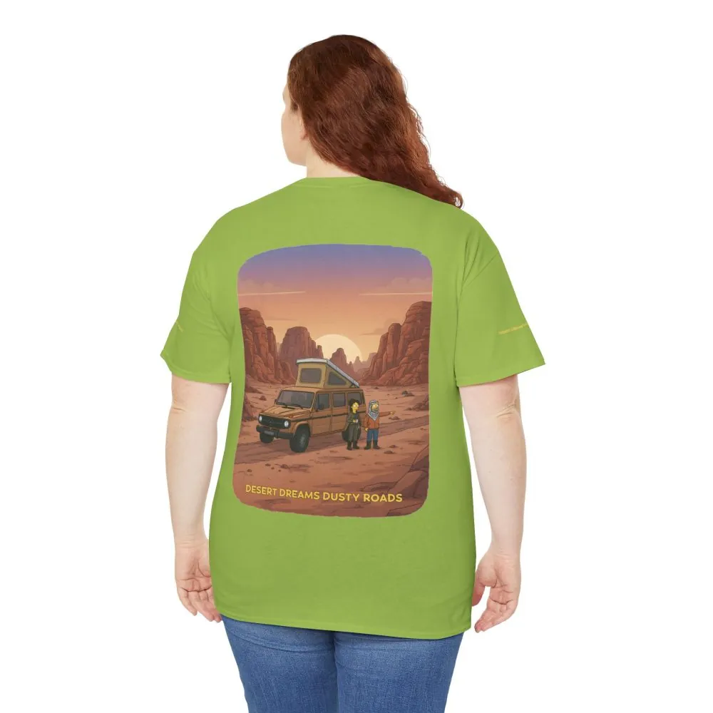 Unisex Heavy Cotton Tee — "Desert Dreams Dusty Roads" Design Sitcom-Line